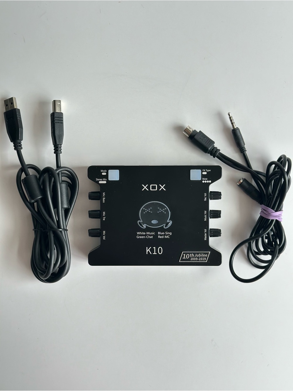 XOX K10 10TH Jubilee Sound Card Audio Interface Black w/ Cables Tested